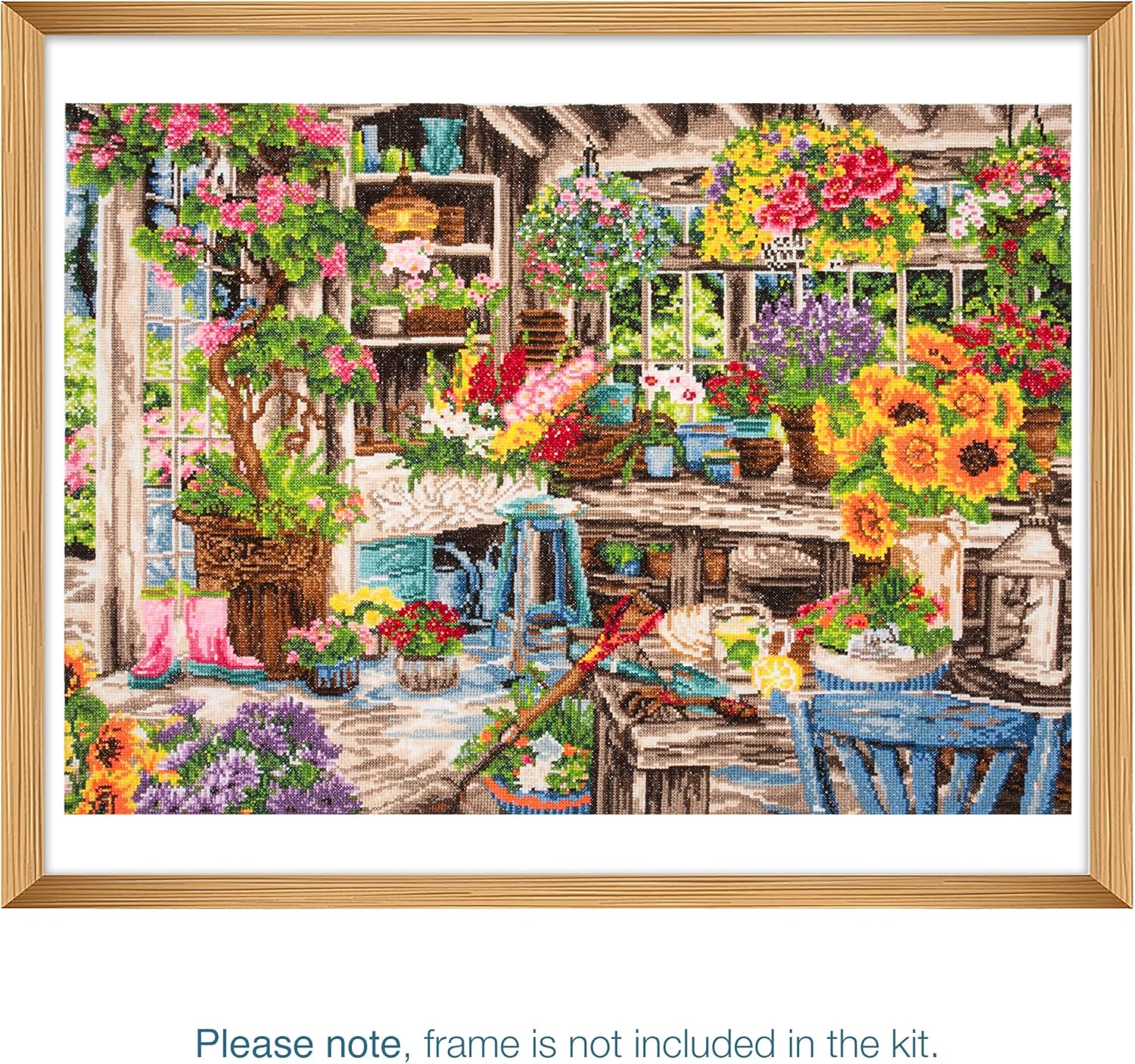Trimits Large Cross Stitch Kits - Counted Embroidery Needlework for Adults Beginners Kids, Christmas Gifts Wall Art, (Frame Not Included) 14 Count, Gardeners Paradise