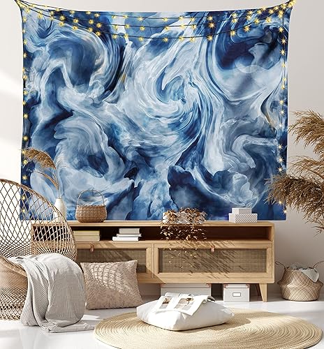 Miniatura 52 de Lunarable Tapiz amarillo y gris, tamaño individual, margaritas retro envejecidas, espirales de dibujo de líneas de margaritas bocetadas, plantas de