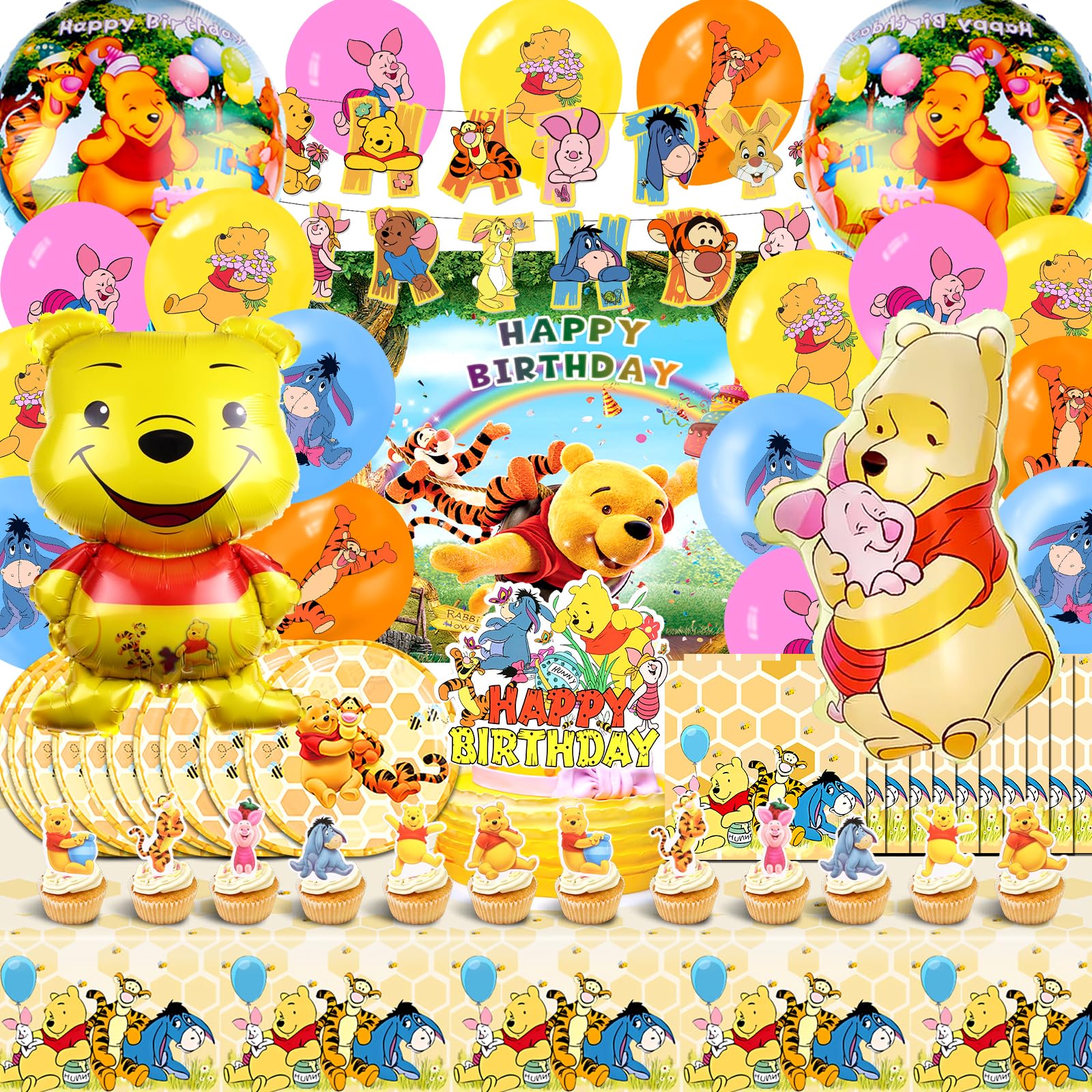 winnie-the-pooh-decorations-177pcs-vintage-winnie-bear-baby-shower