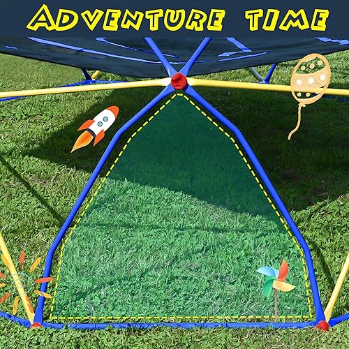 Miniatura 5 de Centro de juego de cúpula geométrica de 10 pies, torre de cúpula de escalada para niños con hamaca, acero resistente al óxido y a los rayos UV que