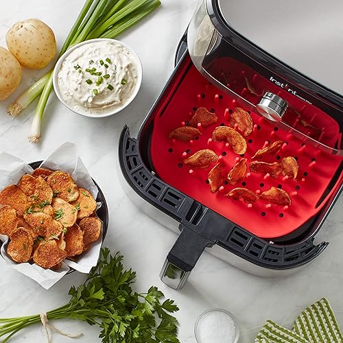 Miniatura 3 de Instant Pot Accessory - Bandeja de silicona oficial para freidora de aire, tamaño único, rojo, reutilizable, antiadherente, resistente al calor,