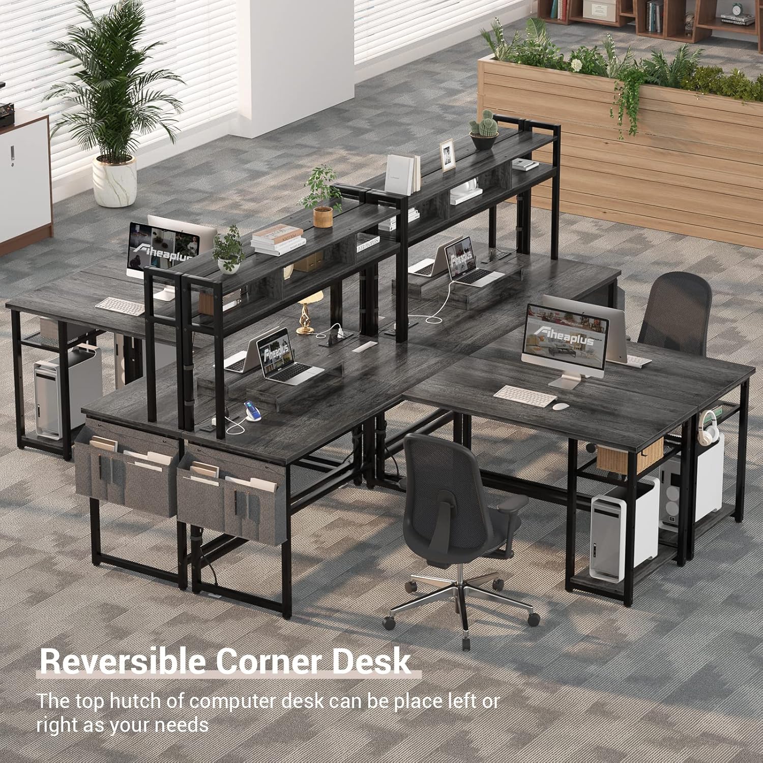 Multiple Aheaplus L Shaped Desks arranged in an office setting