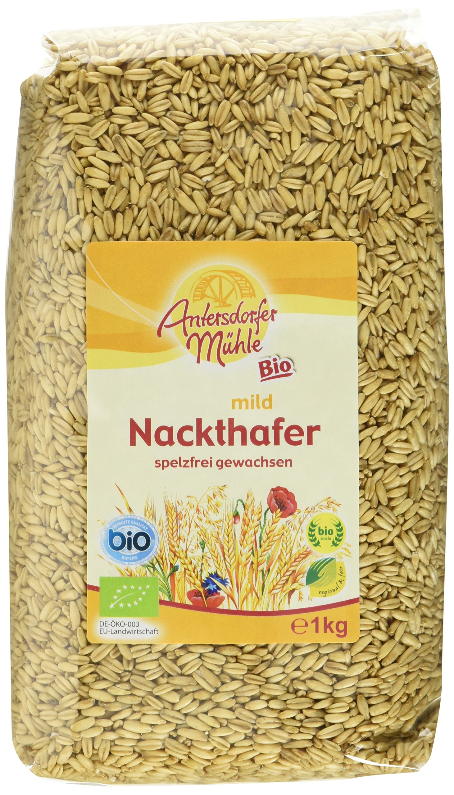 Antersdorfer Mühle Nackthafer, 6er Pack (6 x 1 kg) - Bio