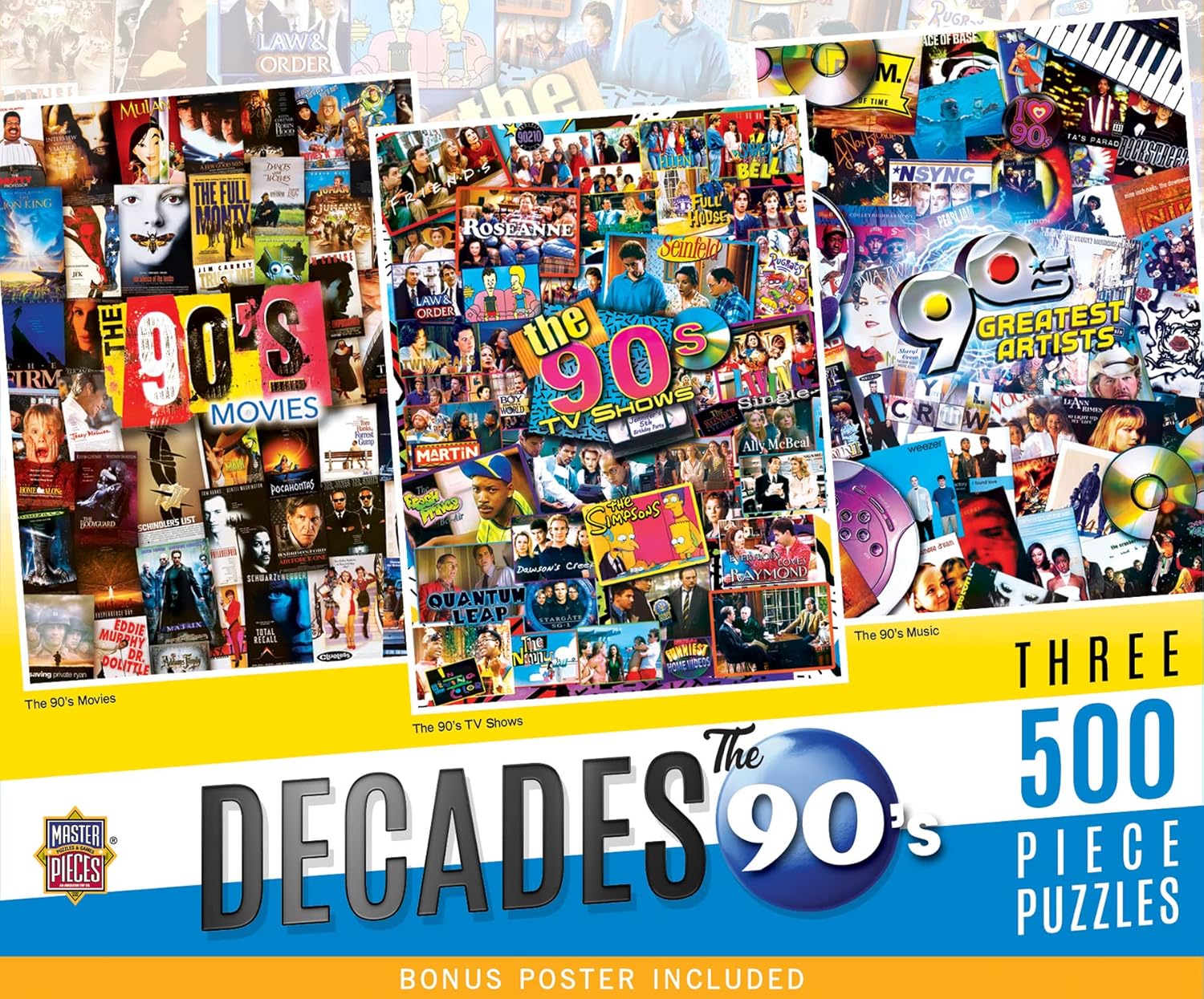 MasterPieces 3-Pack 500pc Puzzles - The 90's