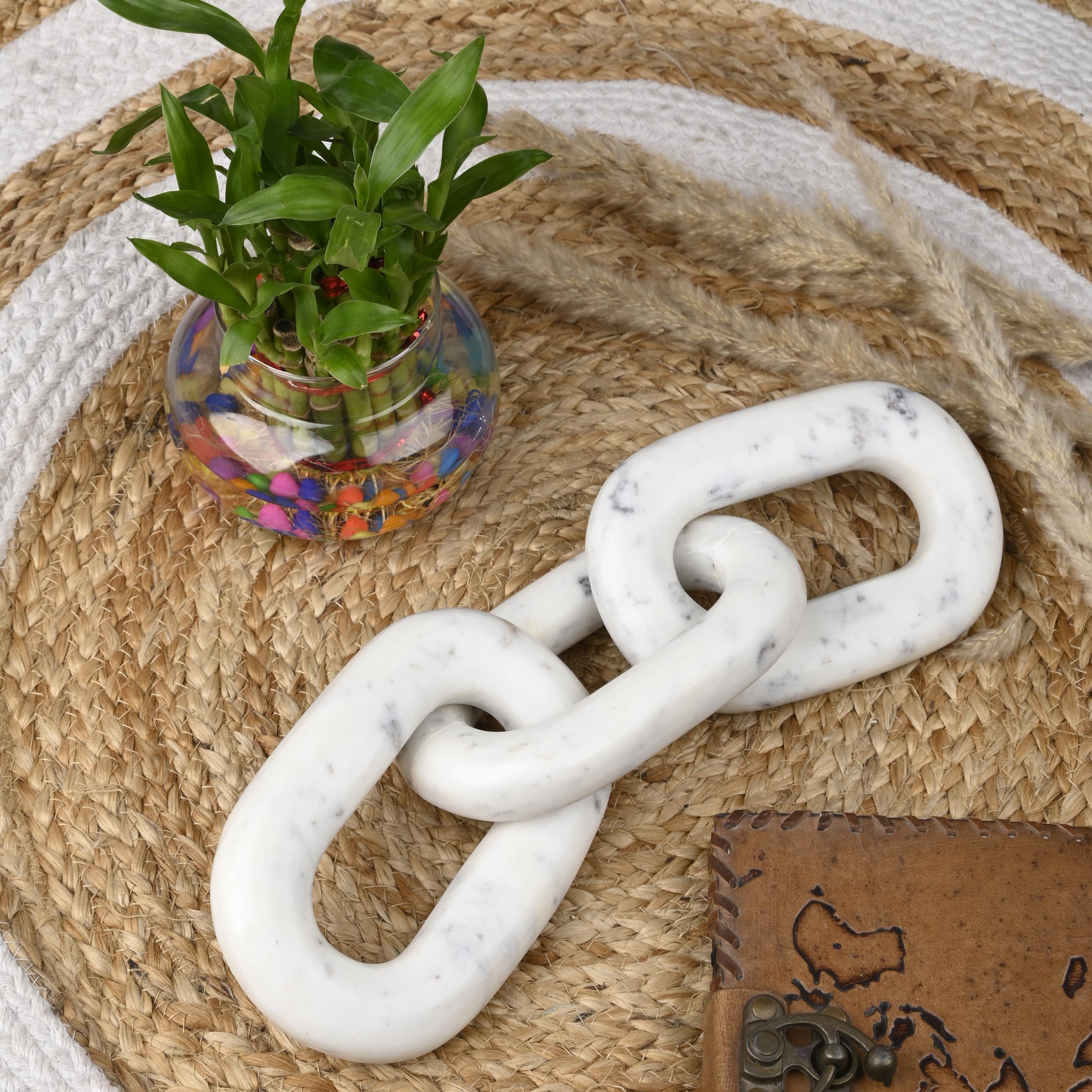 SAUDEEP INDIA Elegant Marble Chain Link Knot- Modern Coffee Table Decor Items- Bookshelf Home Decor, Table Decorations for Living Room or Office (3 Knot)-image-10