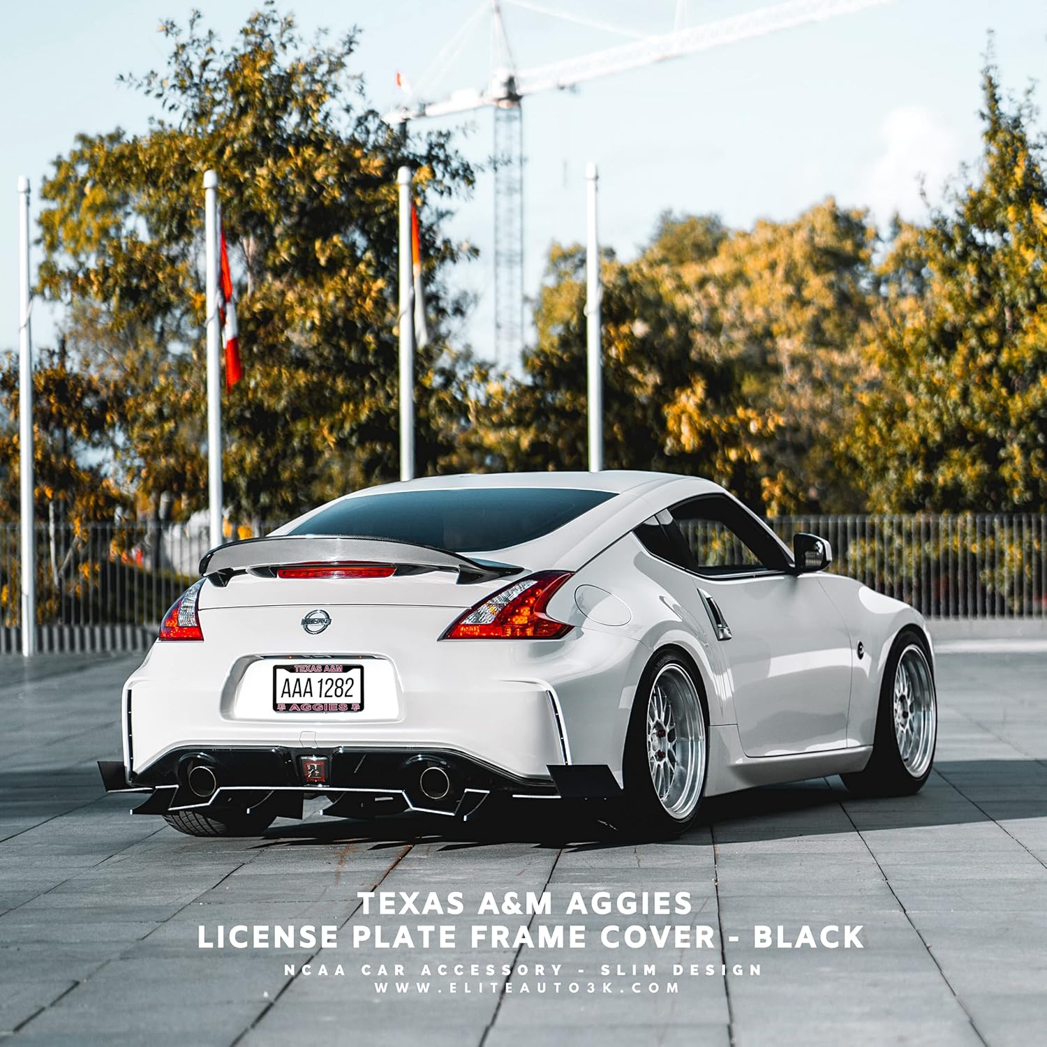 Texas A&M Aggies License Plate Frame Cover – Black – 12.25 x 6.25 - Ideal Gift for Sports Fans & Supporters – Slim Design