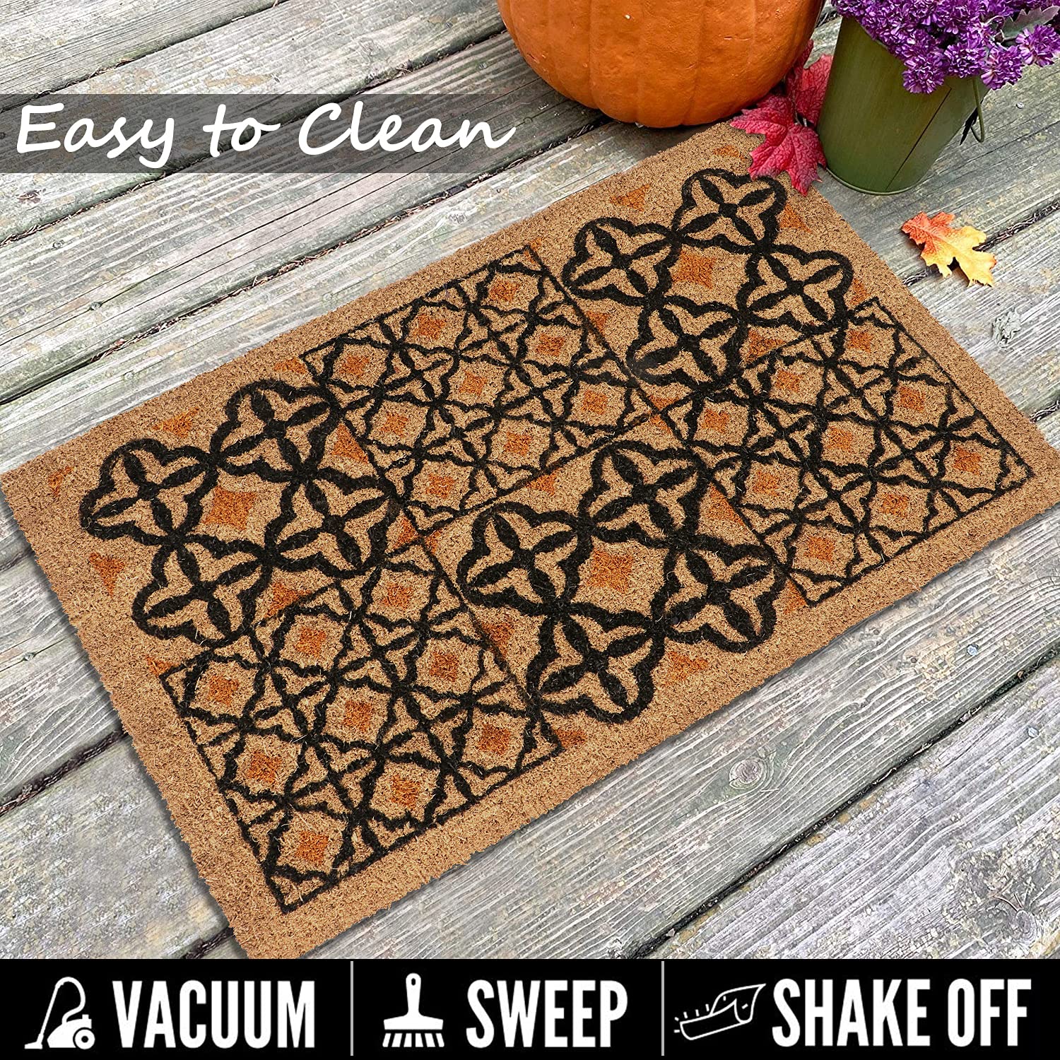 HOKIPO Large 45X75Cm Natural Coconut Coir Door Mats For Entrance Big Size Welcome Mat, Multicolor (In-484, Rectangular) 3