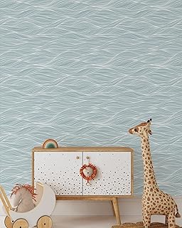 Abstract Ocean Waves Peel and Stick Wallpaper | Removable Blue Mural | O...