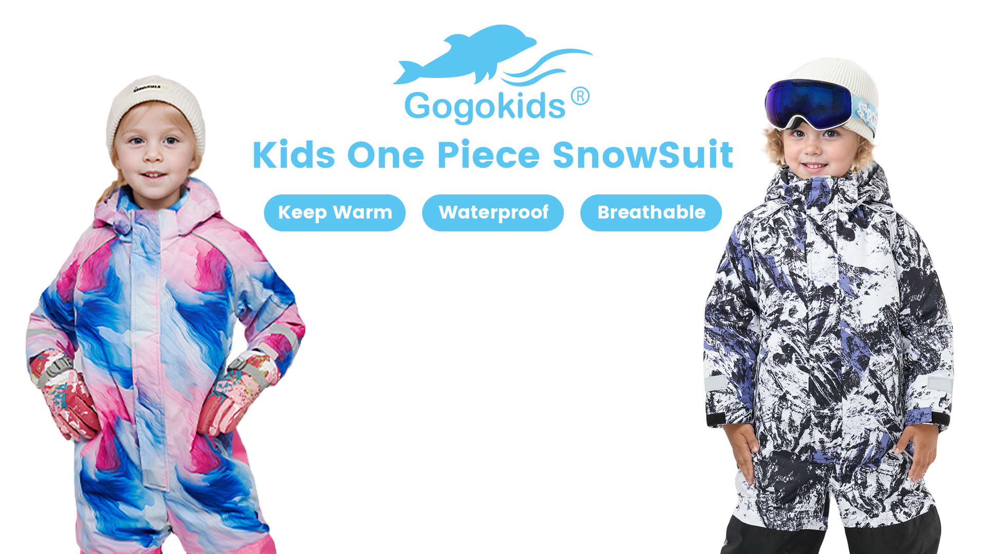 Gogokids Kids Snowsuit One Piece Ski Suit for Boys Girls