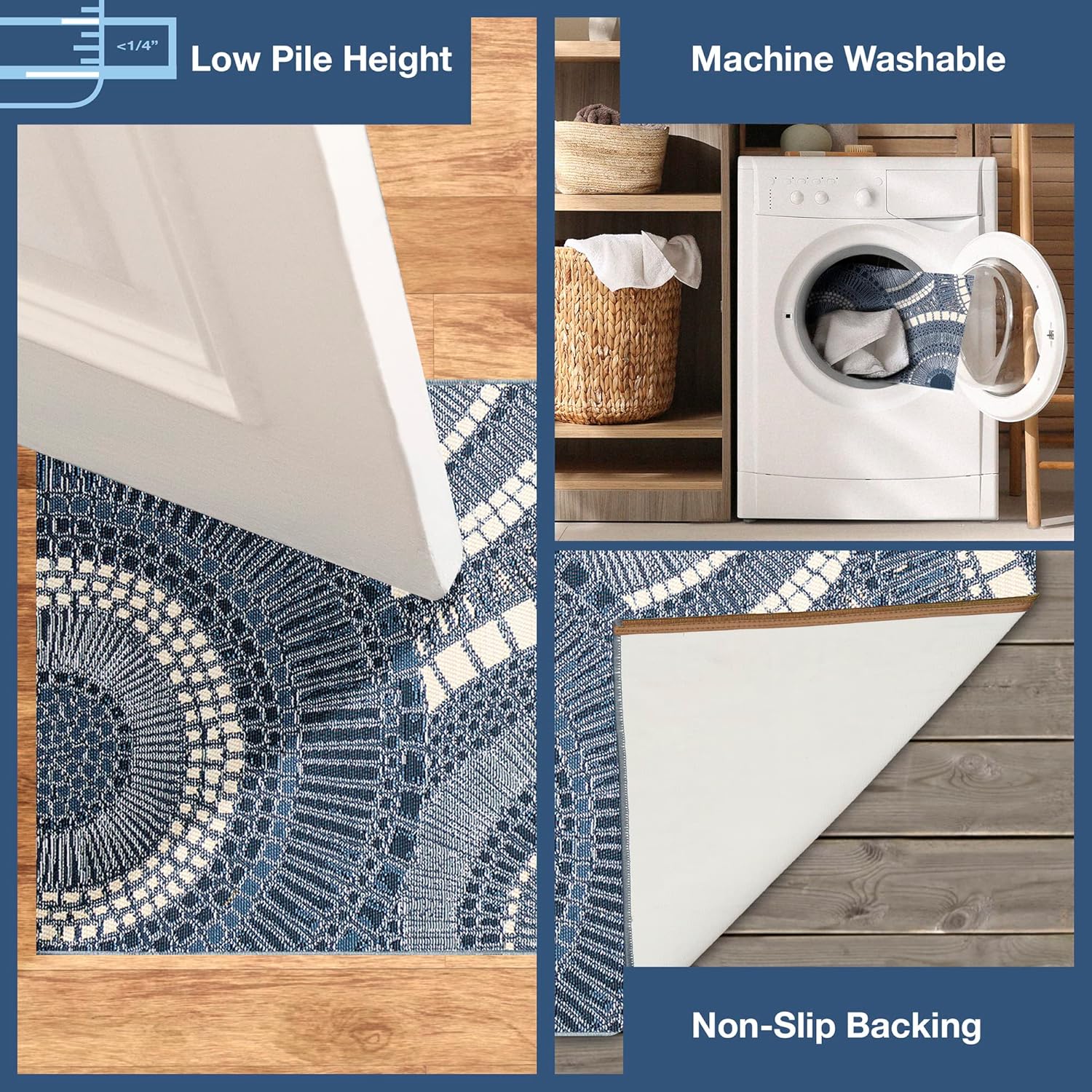 Liora Manne Esencia Machine Washable Non-Slip Low Profile Indoor/Outdoor Mat-Contemporary, Abstract, Geometric, Tile, Circles Delft 2'5" x 3'11"