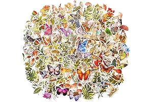 MAXLEAF 180PCS Nature Stickers Vintage Plants Flowers Mushroom Butterflies Birds
