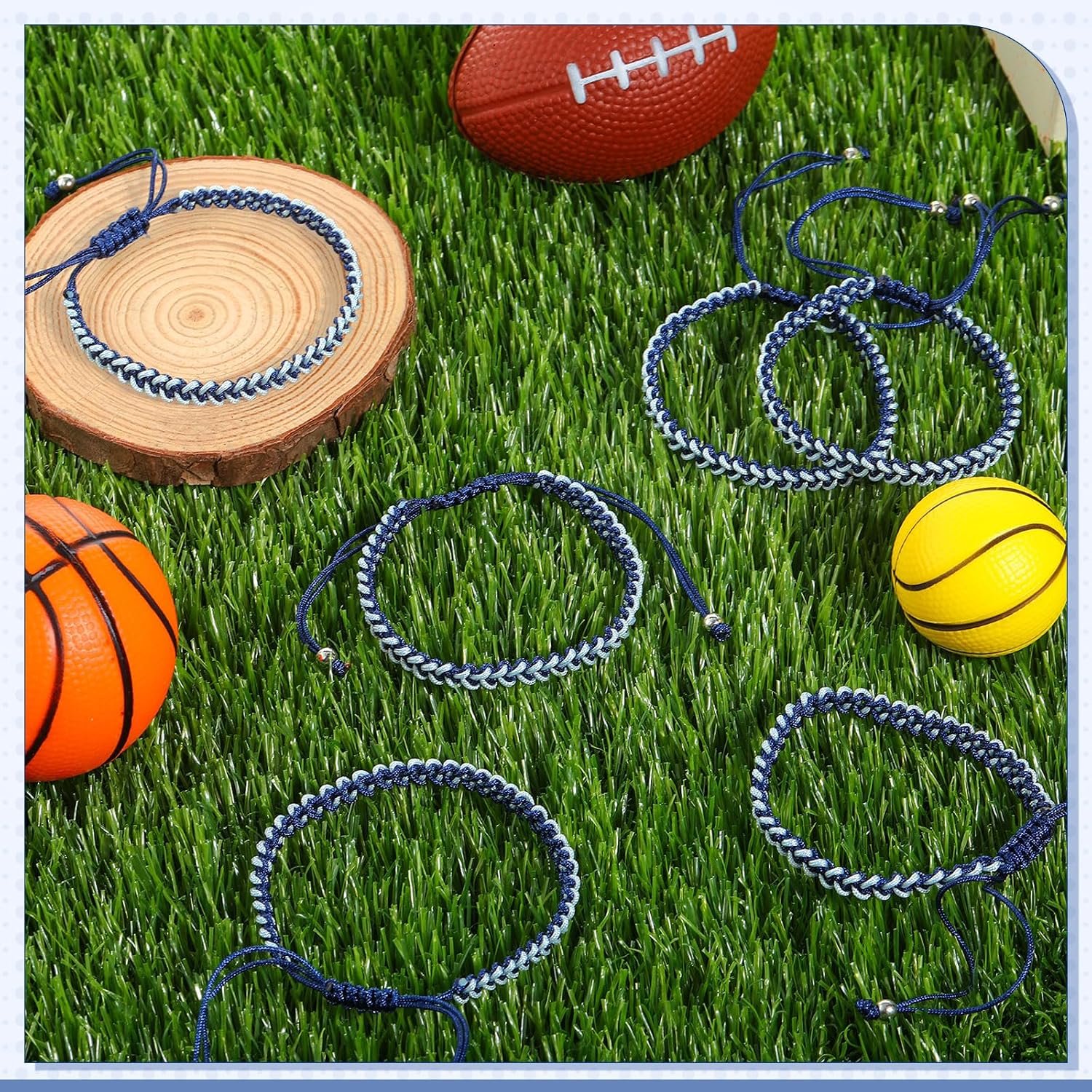 Ecation 12 Pcs Baseball Charm Bracelets Bulk Sport Team Party Favor Handmade Unisex Adjustable Braided Rope Gift for Team Men Women