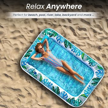 JAMBO Tanning Pool Lounger Float, Inflatable Sun Tanning Pool Float