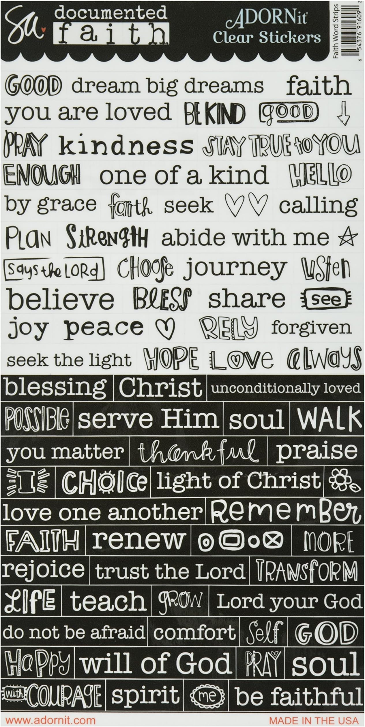 Adorn-It Documented Faith Clear Stickers 6 x 12-inch Word Strip, Acrylic, Multicolour, 0.02x15.24x33.02 cm