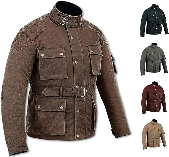 TheWhiteWater Limited Bikers Cotton Waxed Jacket Motorcycle Motorbike