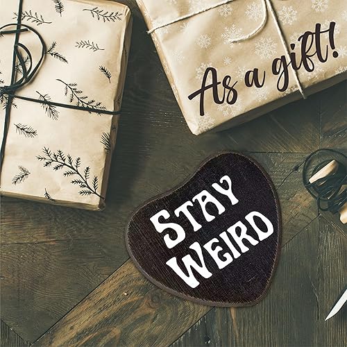 Miniatura 5 de 5"x 6.5" Wooden Plaque With A Hook -Stay Weird- Retro Gothic Wall Art, Bar, Living room, Halloween Funny Natural Pine Wood Decorative Sign, Gifts