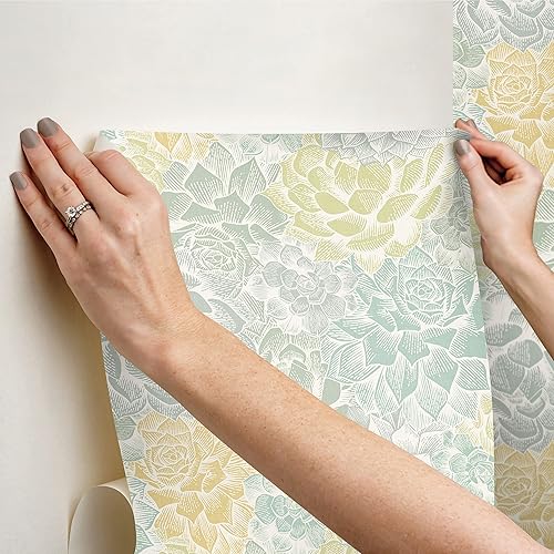Miniatura 6 de Mr. Kate RMK12313RL - Papel tapiz para plantas suculentas, color verde, amarillo