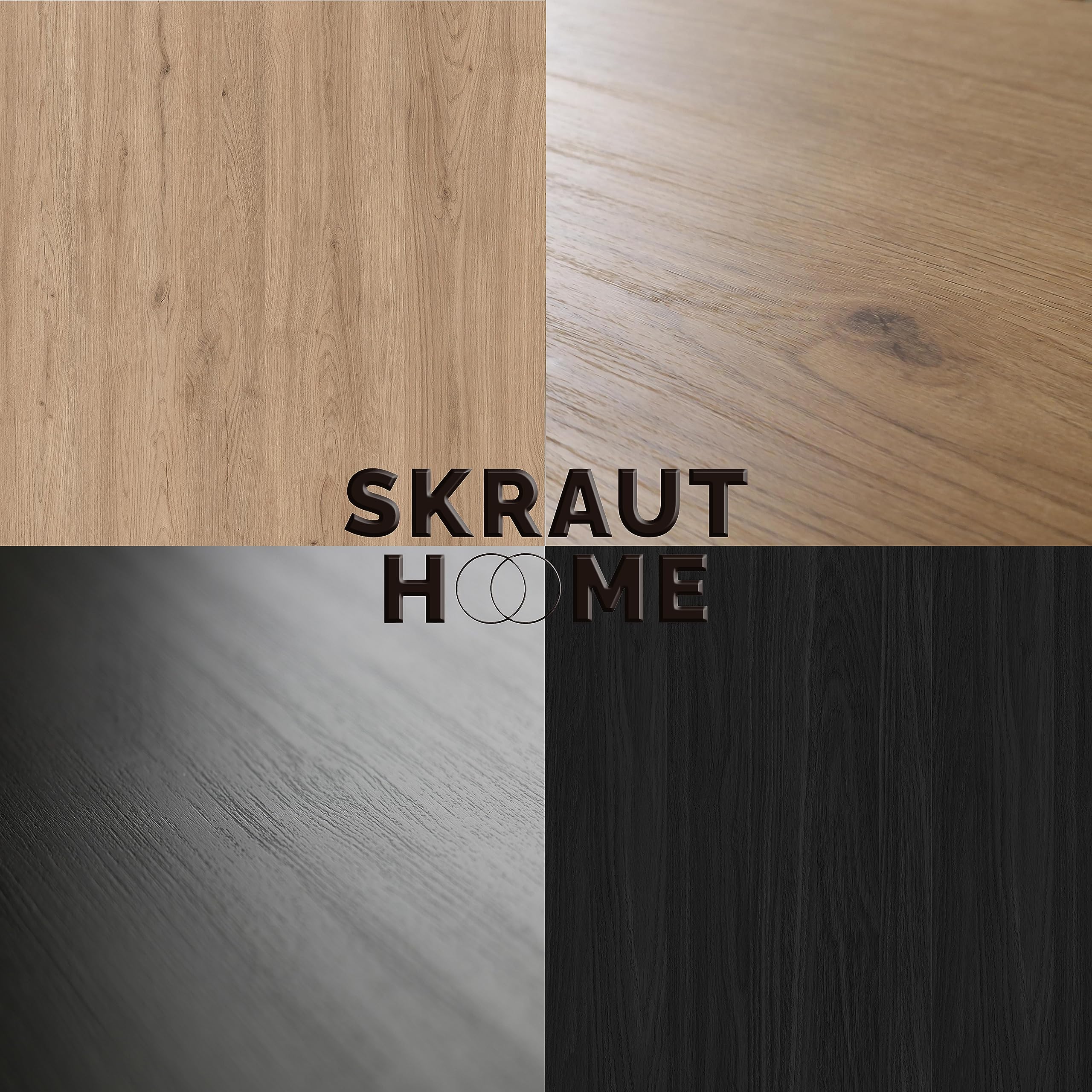 Skraut Home | Mobile TV Soggiorno | Ampio spazio a disposizione | 200x57x35cm | Per TV fino a 80" | Design industriale | Stile moderno | Rovere e nero