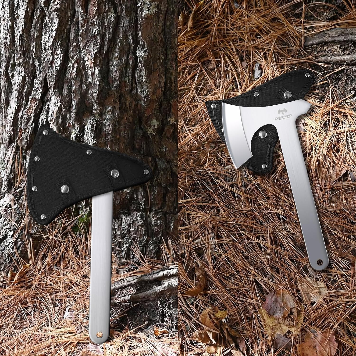 Throwing Axe Set, 3 Pack 10.2" Throwing Axes and Tomahawks Full Tang Stainless Steel with Nylon Sheath, 4.3" Blades Design, Perfect for Axe Throwing Game, Competition and Recreation