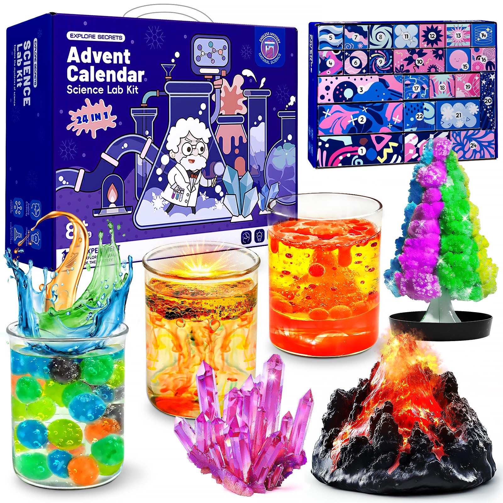 Advent Calendar 2026 Science Experiment Kit with Video Instruction for Kids 24-Day STEM Education Toys Christmas Countdown Gift Stocking Stuffers for Boys and Girls Sc