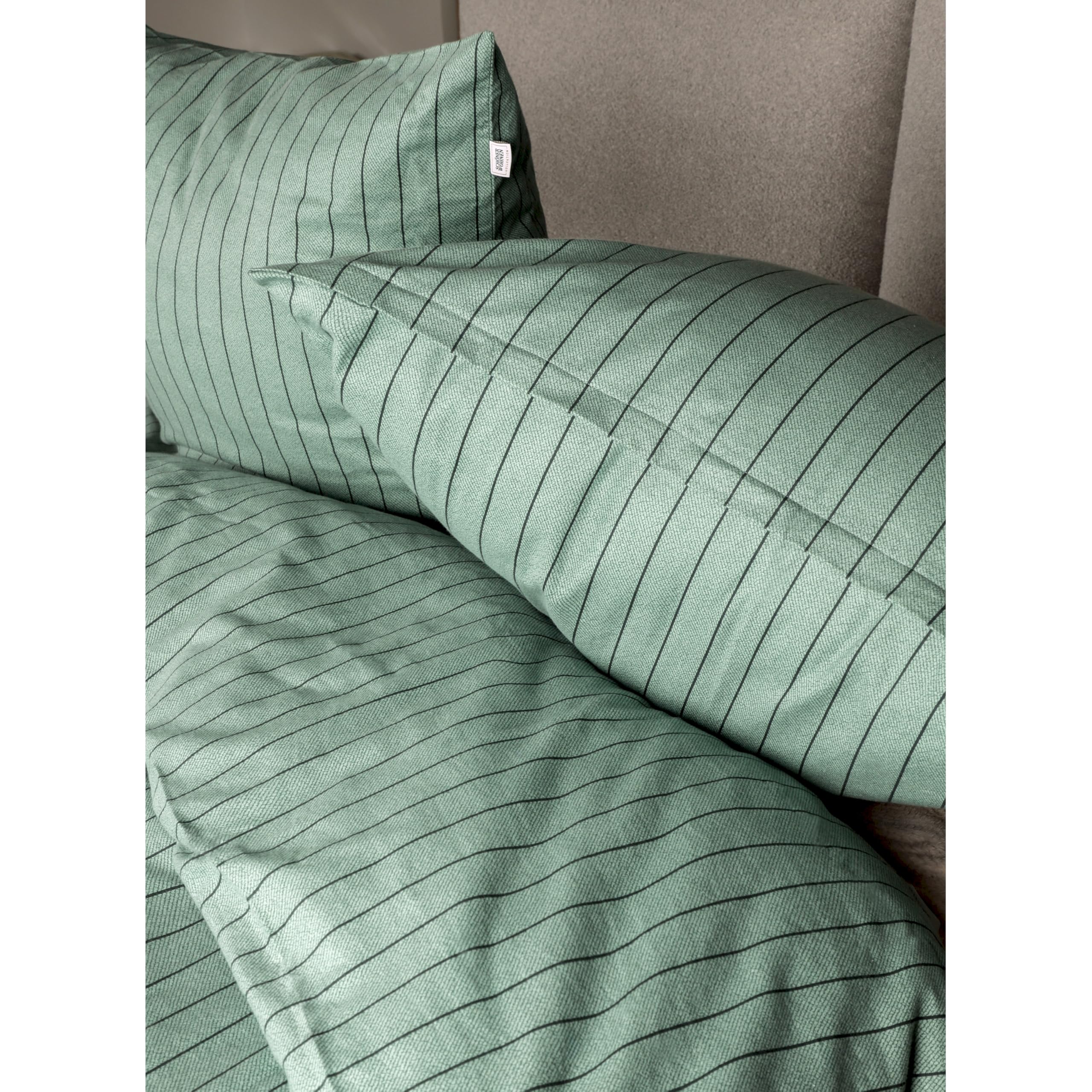 SCHÖNER WOHNEN Juego de ropa de cama de franela 155x220 algodón verde - Juego de ropa de cama de lujo de 2 piezas ecológico - juegos suaves y cálidos y esponjosos - 1 funda de edredón y 1 funda de