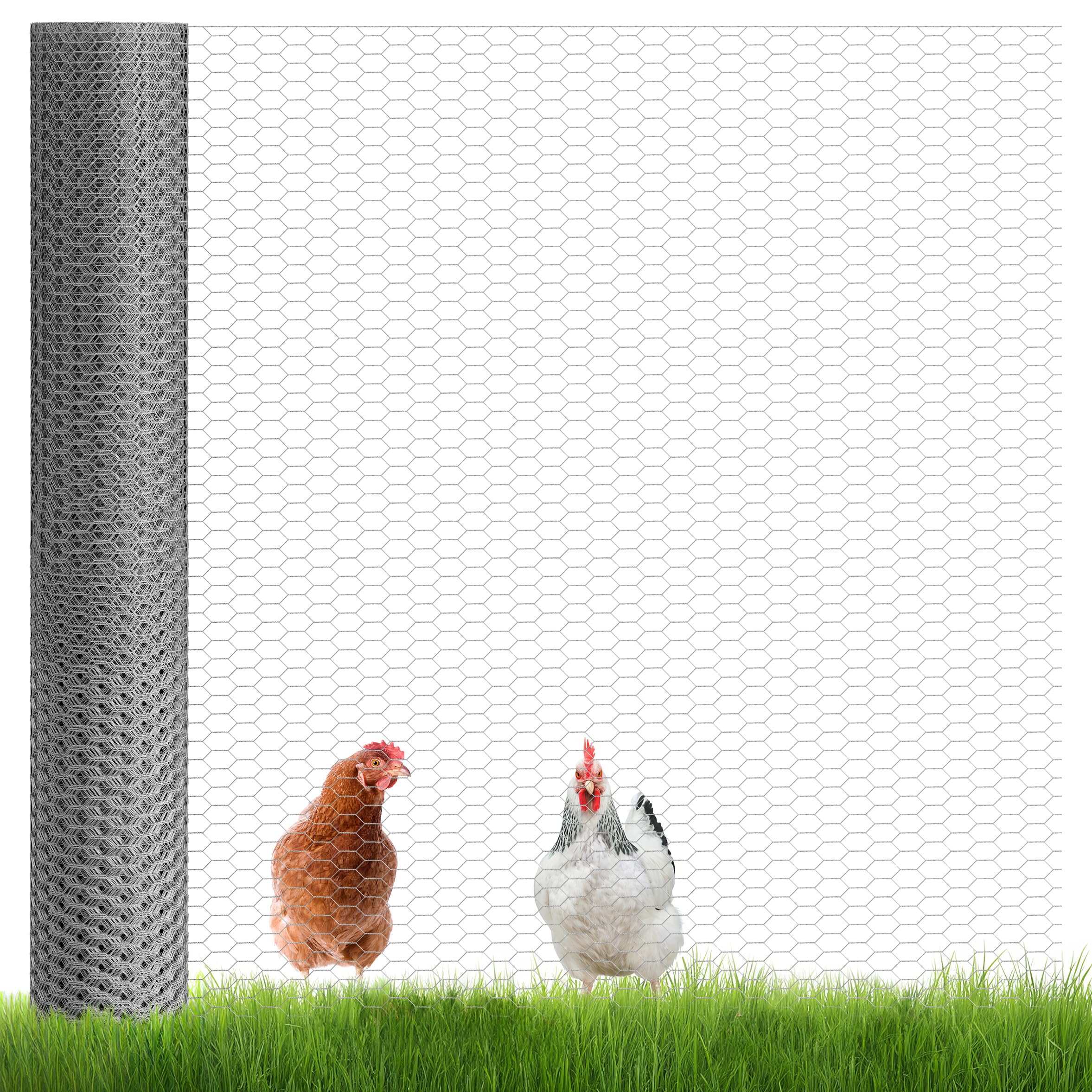 Valla de malla de alambre galvanizada, 13 x 25 mm (1,5 m x 25 m) | Malla estrecha, para pollitos y animales pequeños, acero galvanizado, resistente a la intemperie