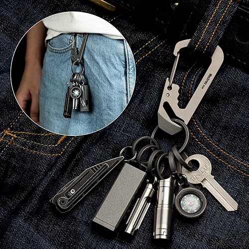 Miniatura 7 de MecArmy EDC Titanium Keyring, Side-Pushing Designed Protect Your Nails, Key Chain Key Rings Holder Split Rings