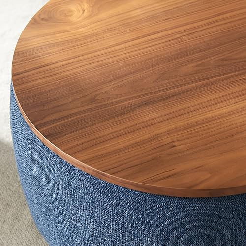 Miniatura 6 de DKLGG Otomana redonda de almacenamiento, mesa auxiliar otomana 3 en 1 para sala de estar, mesa auxiliar redonda otomana hecha a mano, taburete