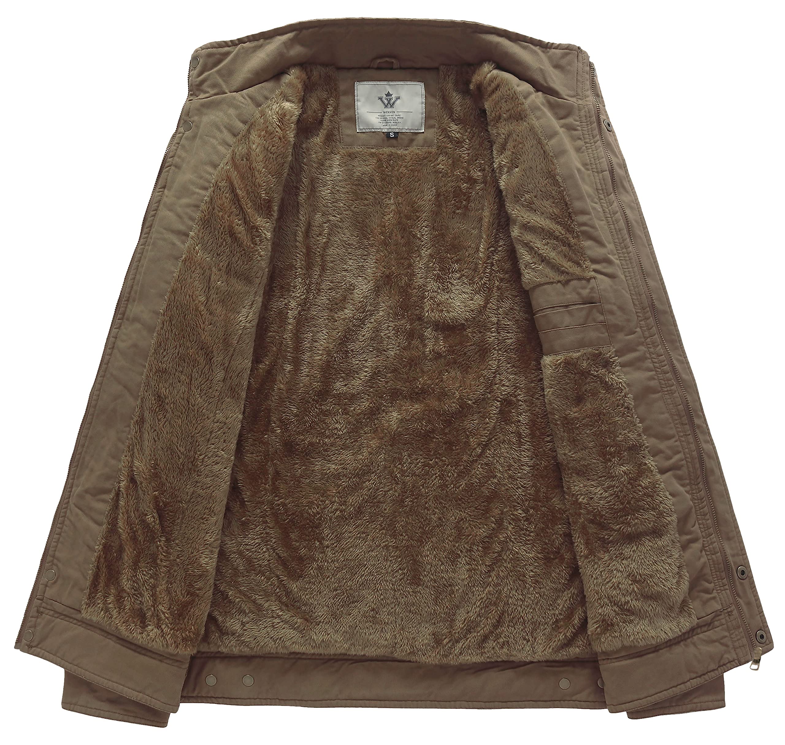 WenVen Chaqueta de Temporada de Algodón para Exteriores para Hombre Abrigo de Estilo Cargo Militar Clásico Cazadora con Forro Gruesa Rompevientos Casual Hombre