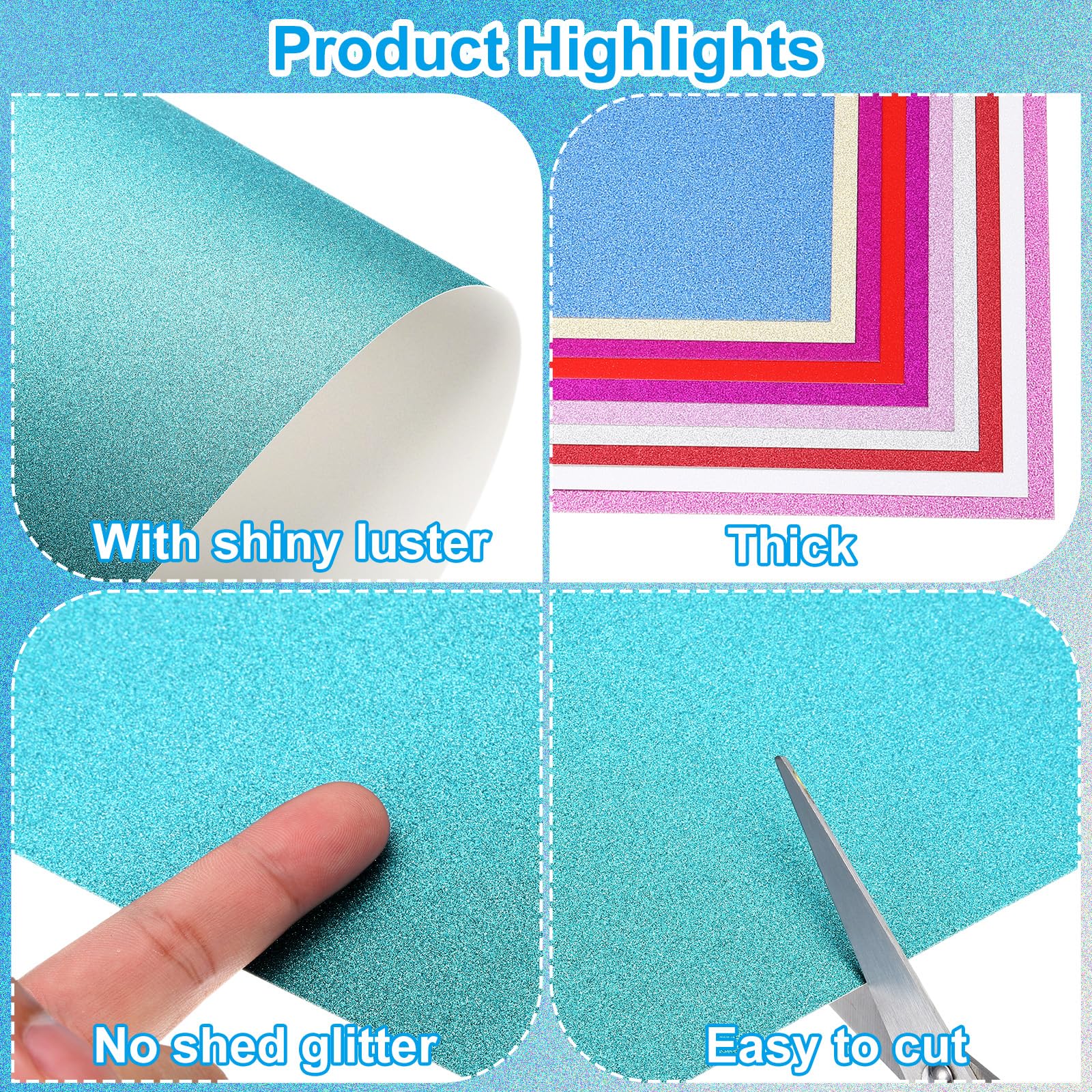PATIKIL Sky Blue Glitter Cardstock Paper - Image 3