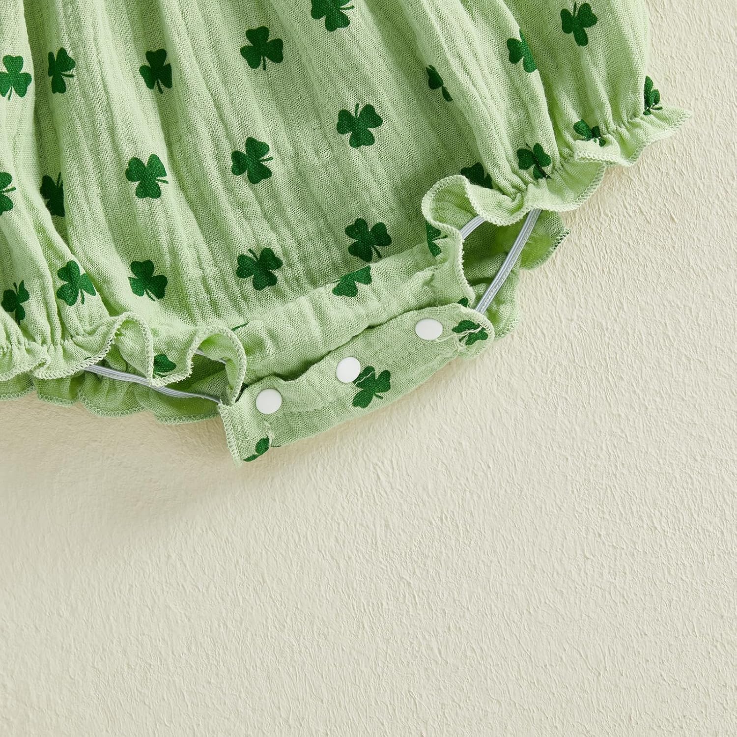 St Patricks Day Baby Girl Outfit Shamrock Embroidery Eyelet Lace Collar Muslin Bubble Romper Infant Spring Clothes - Image 6