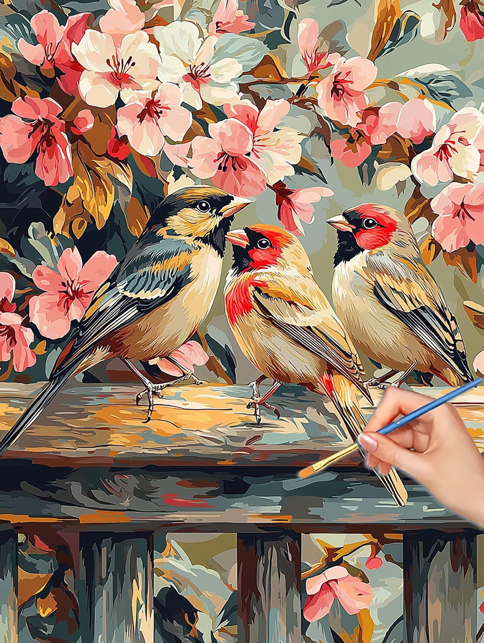 Malowanie według liczb dla dorosłych, 90 x 120 cm zestaw do malowania według liczb ptaków dla dorosłych początkujących, Paint by Numbers kwiaty z akrylowymi pędzlami pigmentowymi rysunkami, dekoracja