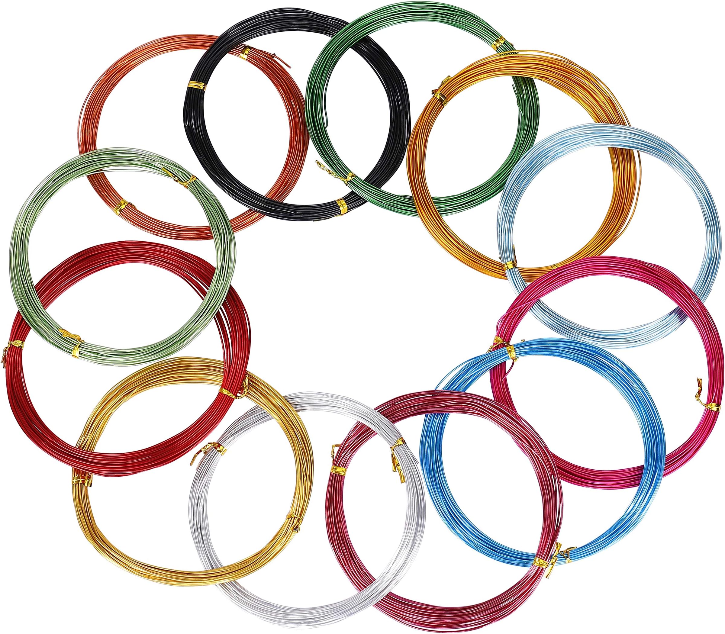 MengH-SHOP Aluminum Craft Wire Multi-Colored Flexible Metal Wire for DIY Craft Jewellery Making and Various Crafts, 1 mm in Diameter, Each Roll 10 Meters Long (12 Rolls)