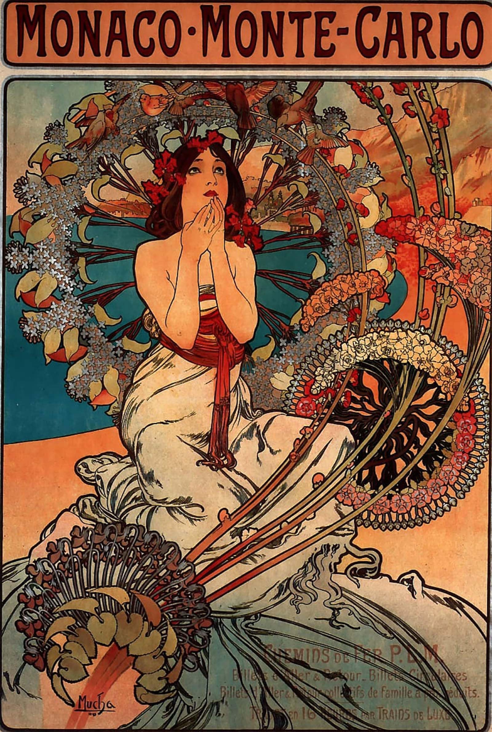 RZHRHJES Vintage Wall Art Picture on Canvas Wall Art Poster Portrait of a Girl by Alphonse Mucha Canvas Poster for Office Decor 60x90cm