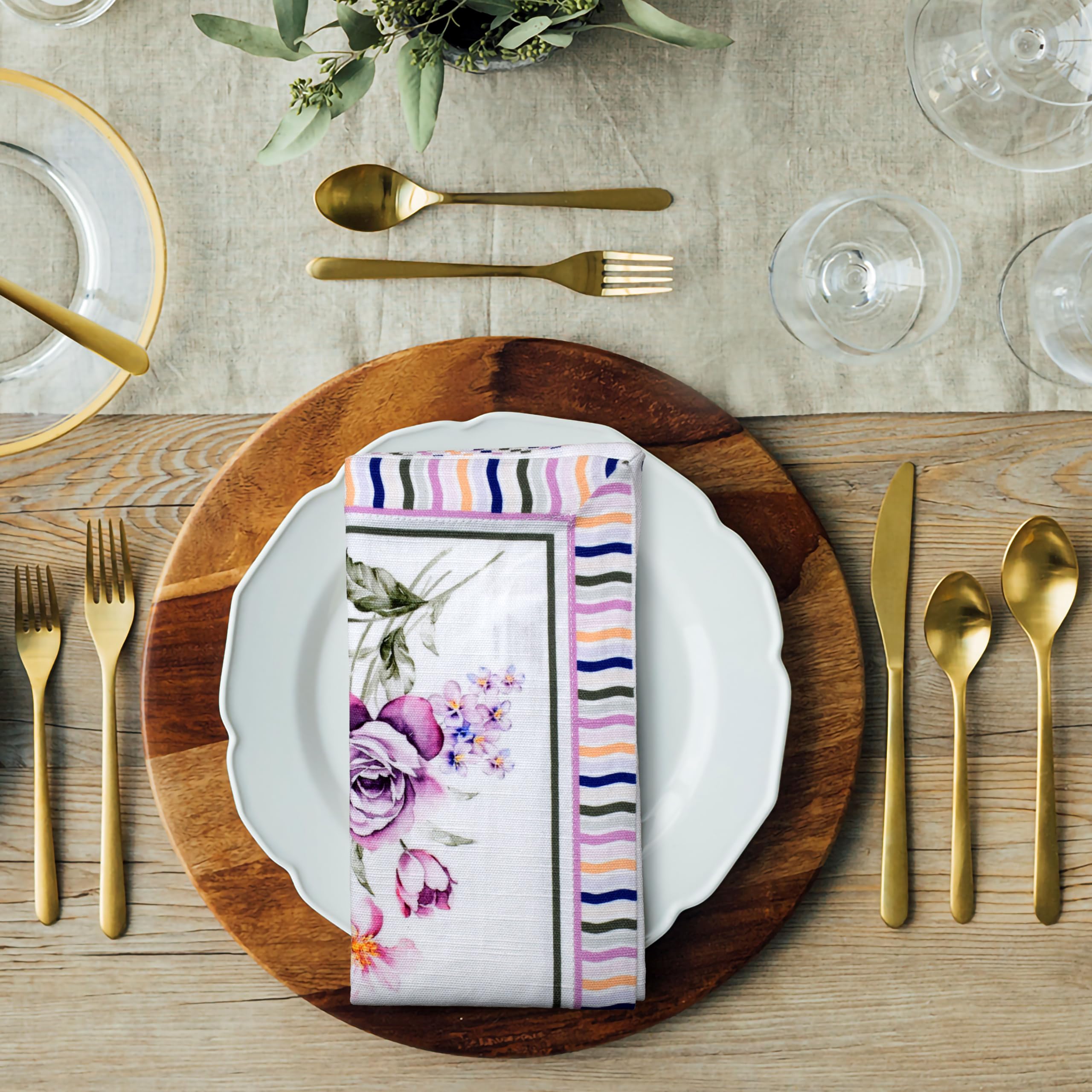 Gfi Linen Clubs Servietten Set 2er - 45,7x45,7cm, Baumwolle, Handdruck Vogel-Design, Waschbar