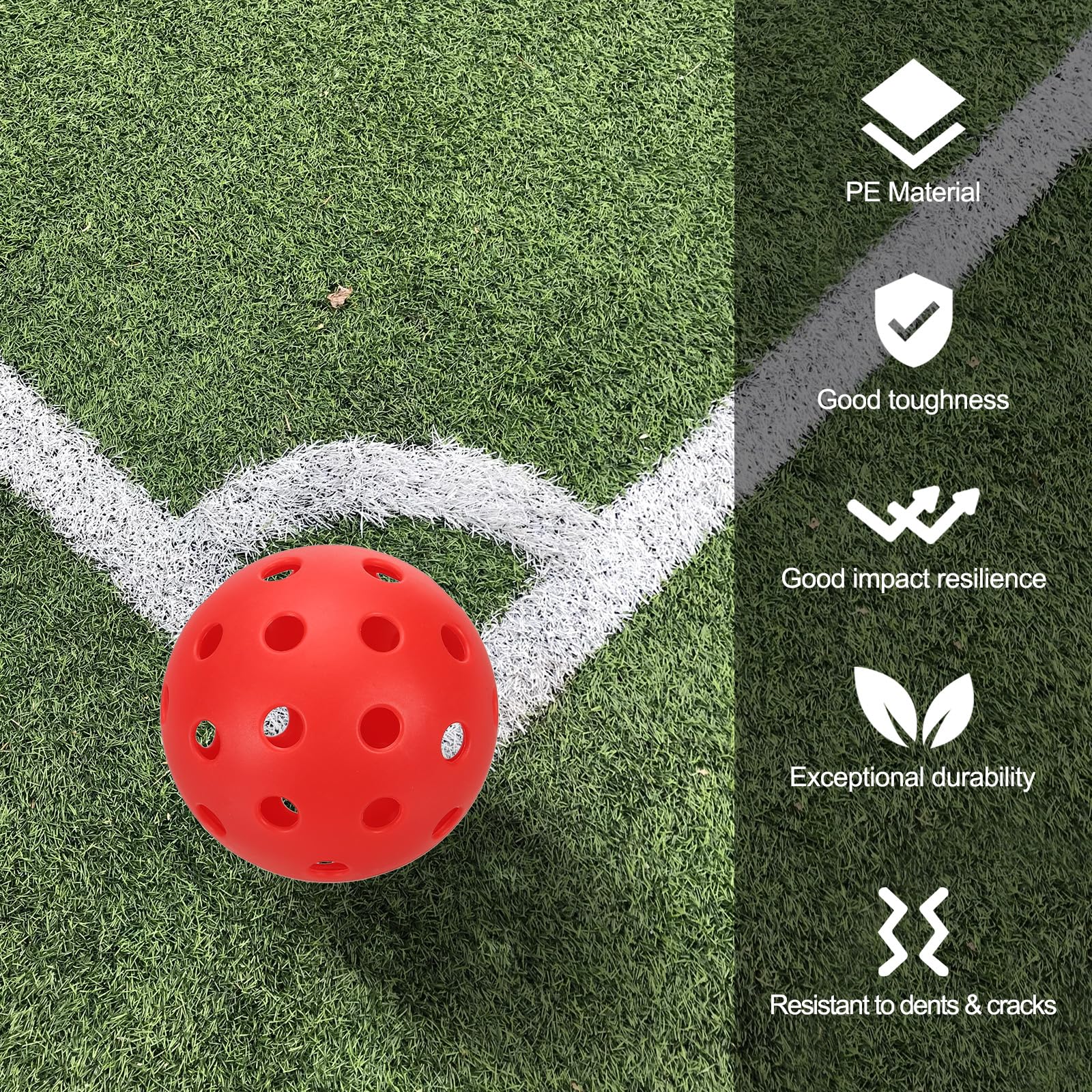 PATIKIL Outdoor Pickleball Balls, 8 Pack, Red, 74mm (2.9inch) Diameter, 26g, 40 Holes, Suitable for Amateurs Indoor/Outdoor Use - Image 4