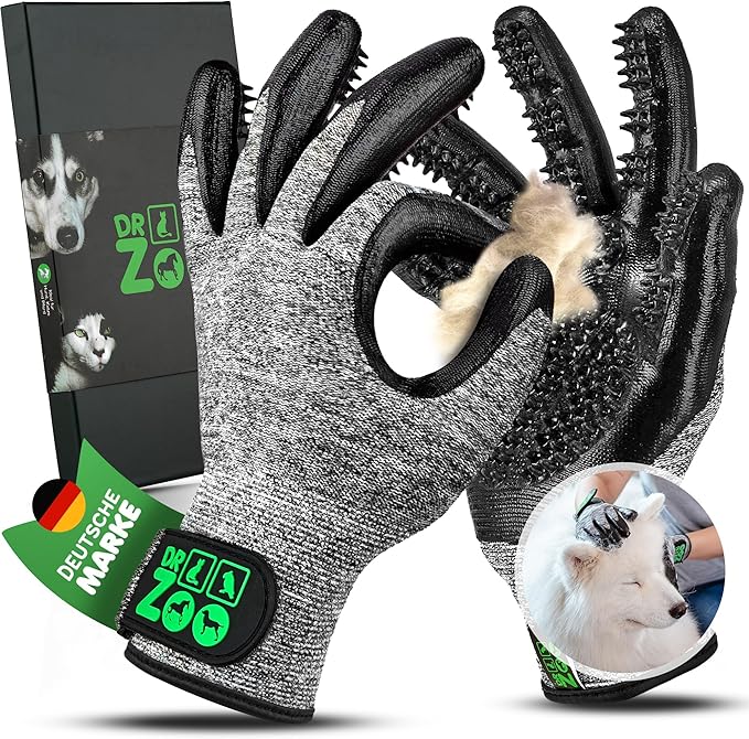 DR Zoo Fellpflegehandschuh für Hund, Katze oder Pferd - (1 Paar, Gr. S) - Handschuh zur Fellpflege aller Hundehaare und Katzenhaare - Waschhandschuh für jedes Tierhaar - Hunde Handschuhe als Bürste