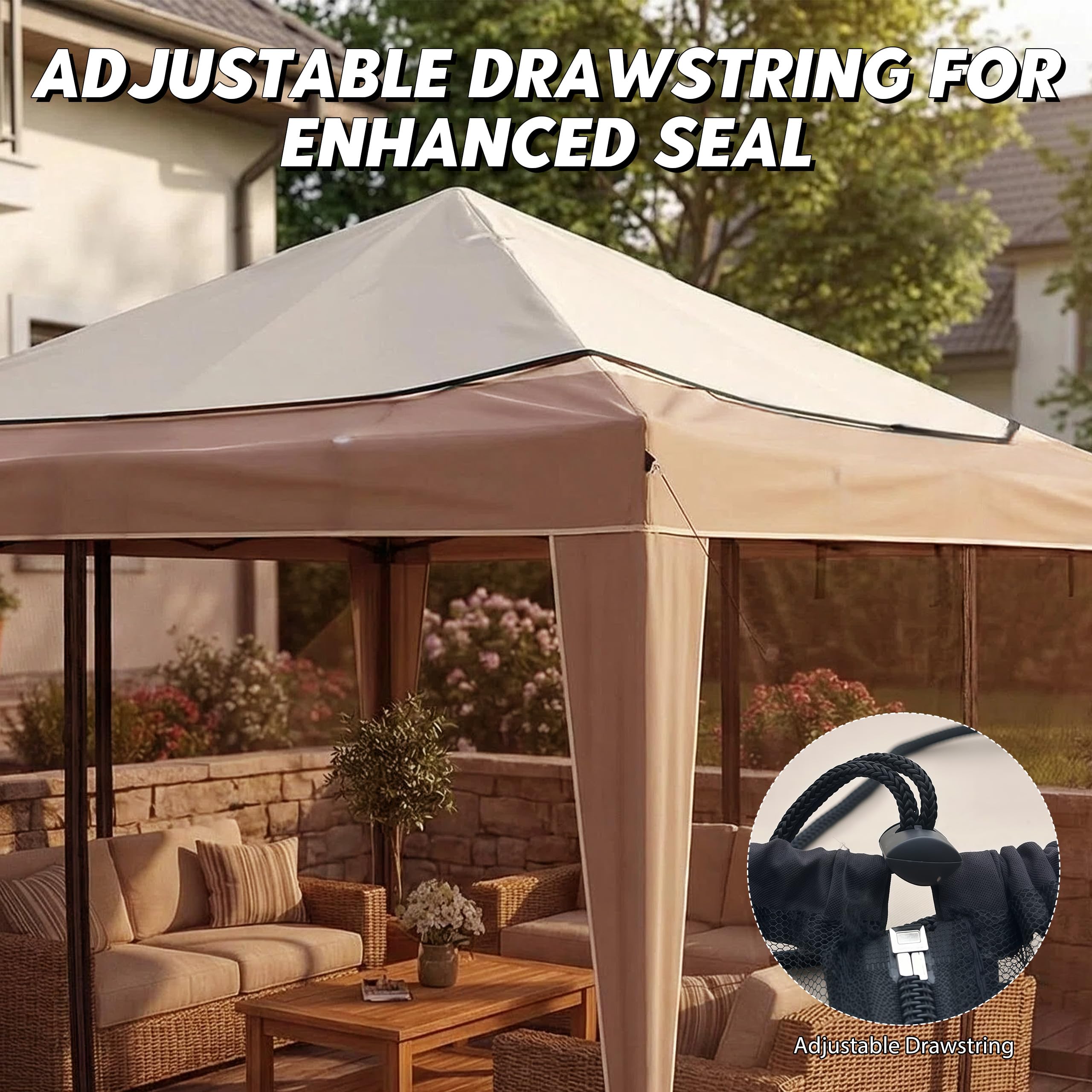 Zanzariera per gazebo 3 x 3 m, zanzariera regolabile | 2 porte con chiusura lampo per zanzariera, con supporto riempito d'acqua, per giardino, patio, cortile, campeggio