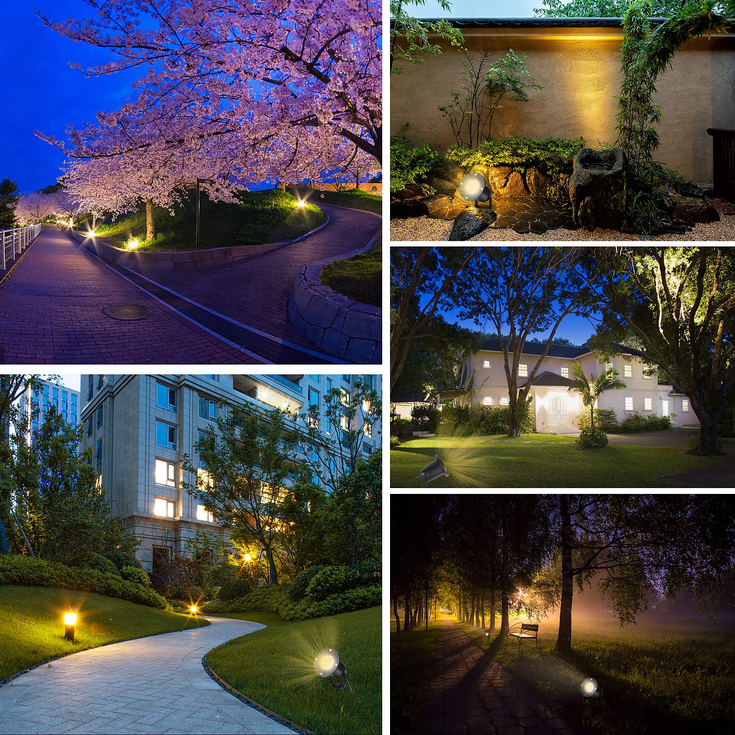 CPROSP 4er Set GU10 Gartenstrahler mit Erdspieß - 5W LED Außenstrahler IP65 Wasserdicht - Warmweiß 3000K - Inklusive LED Birnen - Ideal für Wege, Beete und Terrassen, mit 150CM Stromkabe