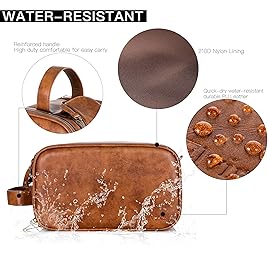 Elviros Travel Toiletry Bag Gift for MenMens Toiletries Bag Gifts Set Shaving Dopp Kit Water-resistant Bathroom Toiletries Organizer PU Leather Cosmetic Bags 2 Pack Brown