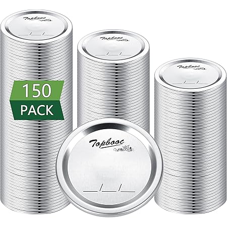 150 - Count,Regular Mouth Canning Lids for Ball, Kerr Jars - Split-Type Metal Mason Jar Lids for Canning - Food Grade Material, 100% Fit & Airtight for Regular Mouth Jars