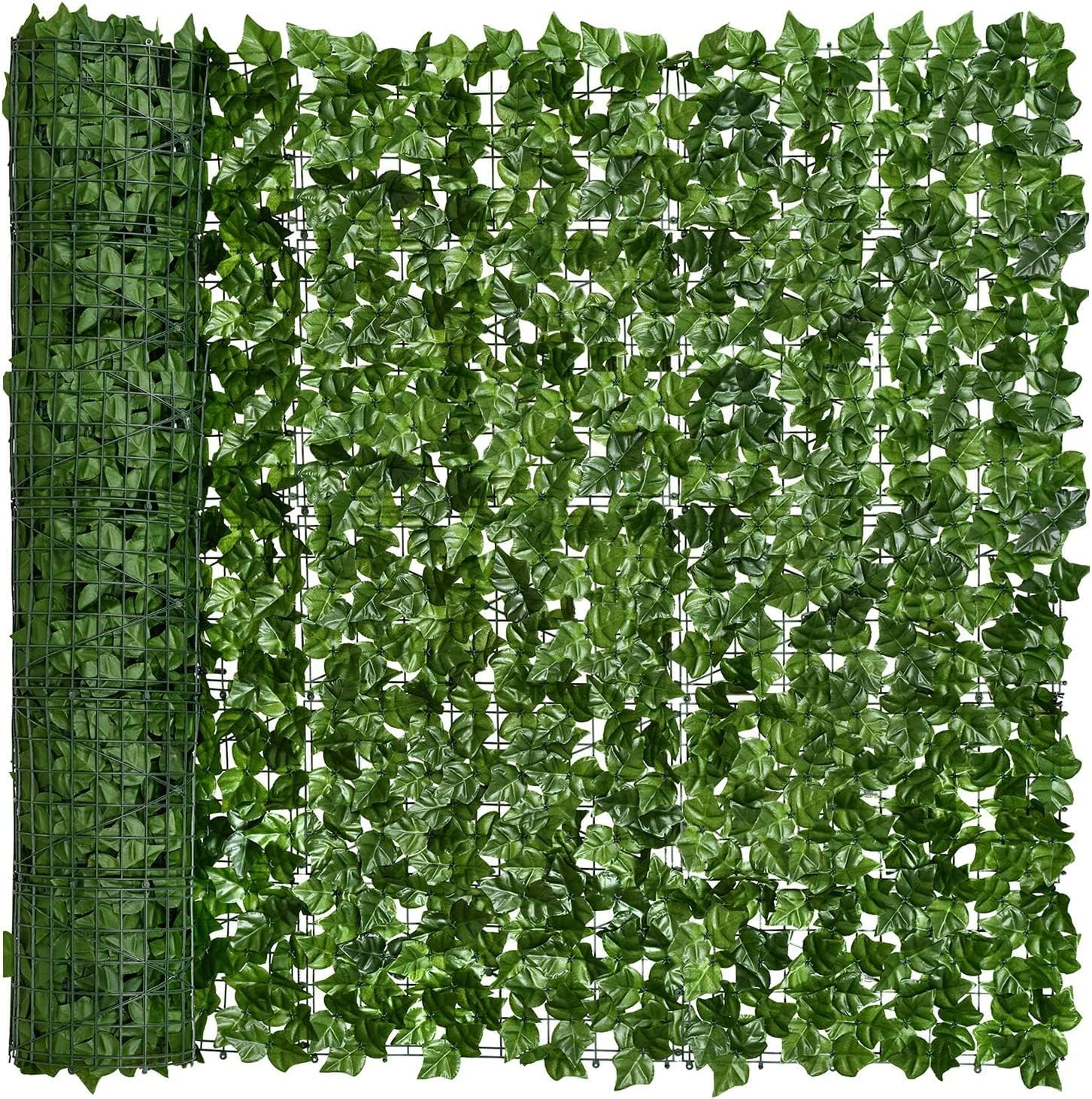 Decorative Artificial Ivy Leaf Green Hedge Roll 3m x 1m Privacy Hedging Wall Landscaping Garden Fence UV Fade Protected, Green