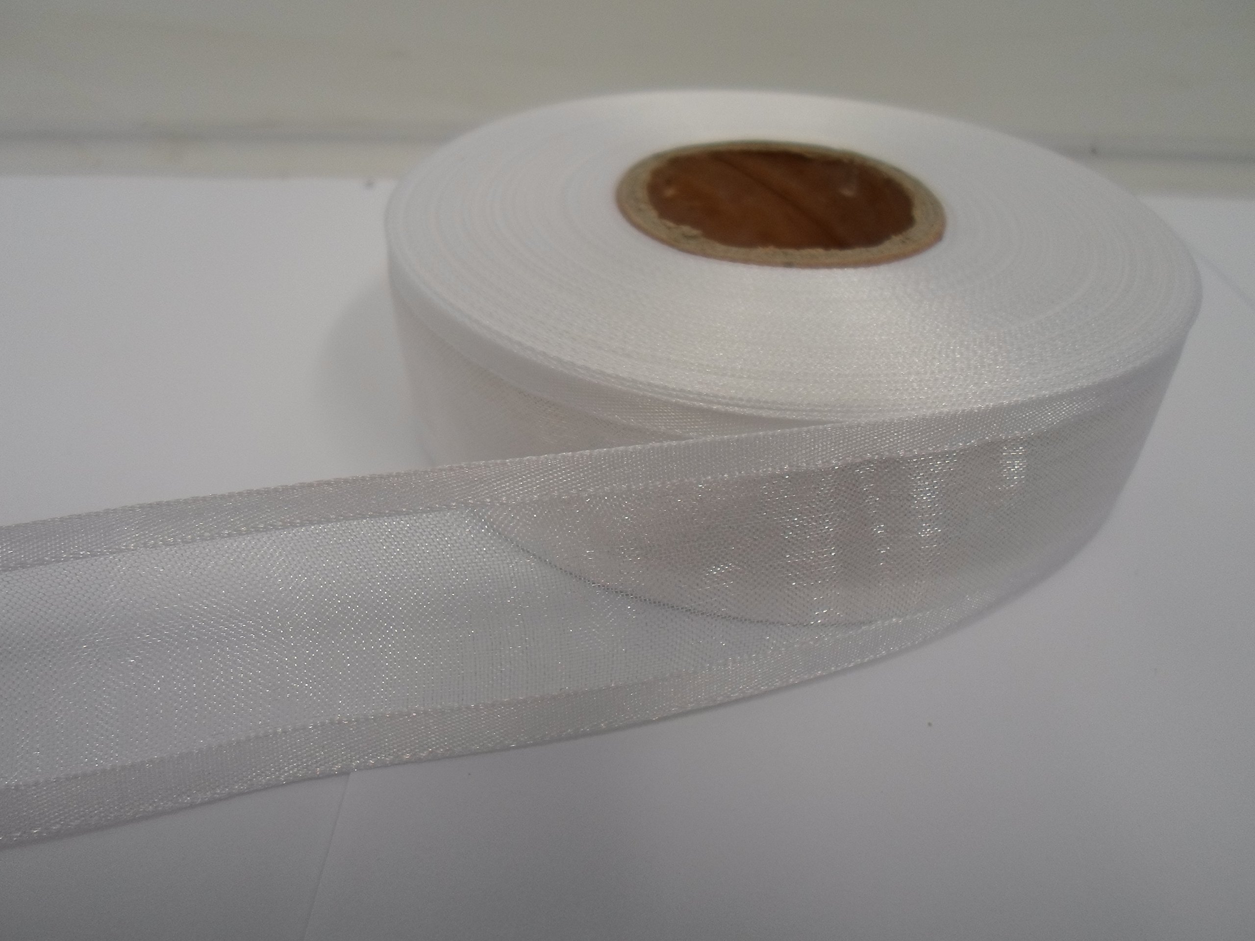 2 metres (Cut from Reel) x 25mm Edged Organza Ribbon White Double Sided Satin Edge Sheer 25 mm 2.5cm 1" 1 Inch