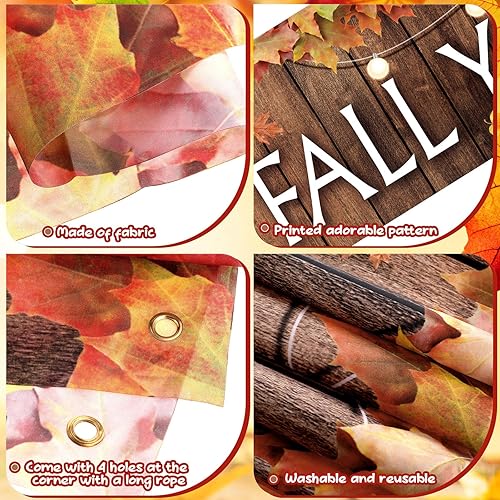 Miniatura 3 de Cartel grande de 41 piezas con texto en inglés Happy Fall Y'all de Acción de Gracias, hojas de otoño, decoración al aire libre, calabaza,