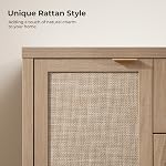 SICOTAS Armoire à buffet grand buffet Rattan avec rangement - Agritourisme Boho Bar de café armoire avec 3 Tiroirs et 2 Portes, Grande Credenza pour le salon, Cuisine, Chêne Caramel (2 Ferme Boho Bar de café Cabinet de rangement Cabinet avec
