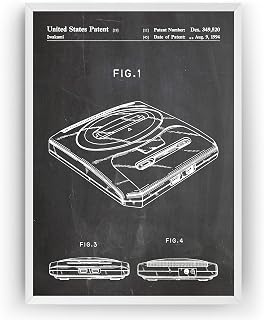 Magic Posters Mega Drive 2 1992 Patent Print - Gamer Gaming Poster Gift Vintage Blueprint Retro Girls Boys Video Games Room Wall Art Bedroom Decor Classic - Frame Not Included