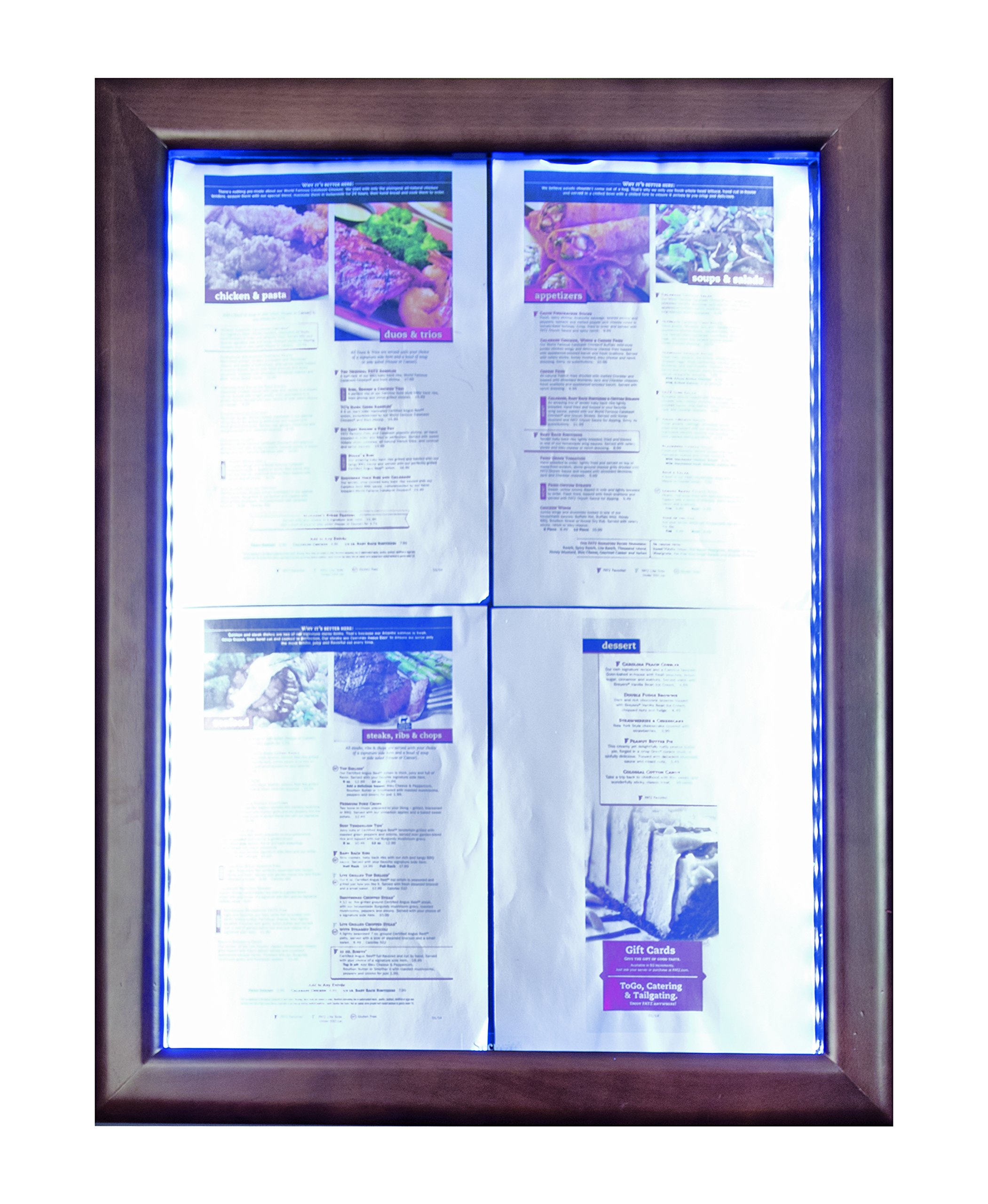 SECURIT - Pizarra LED Classic cristal pantalla de información - 4 x A4 (A2) | 68,5 x 53 x 5,5 cm, marco de Marrón (mcs - 4 a4-wldb), color marrón