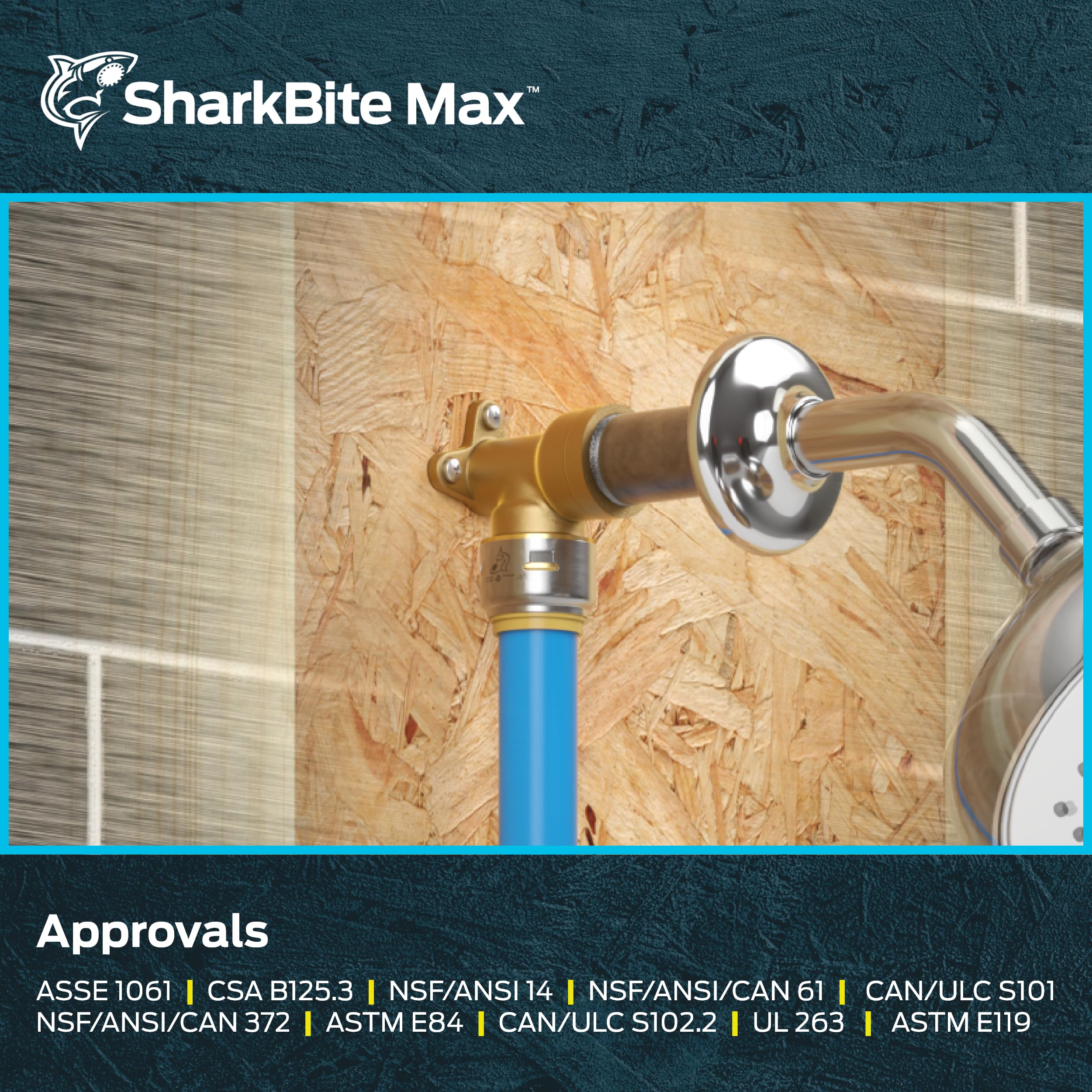 SharkBite Codo de oreja FNPT de 3/4 pulgadas x 3/4 pulgadas, paquete de 6, accesorio de fontanería de latón a presión para conectar, tubo PEX, cobre, CPVC, PE-RT, HDPE, UR340