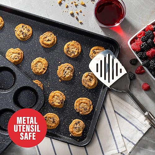 Miniatura 7 de Granitestone Juego de utensilios para hornear antiadherentes negros, juego de 5 moldes para hornear, apto para lavavajillas, no se deforma y se