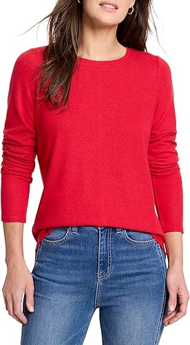 NIC+ZOE Cozy Long Sleeve Shirttail TEE, Amaryllis, S